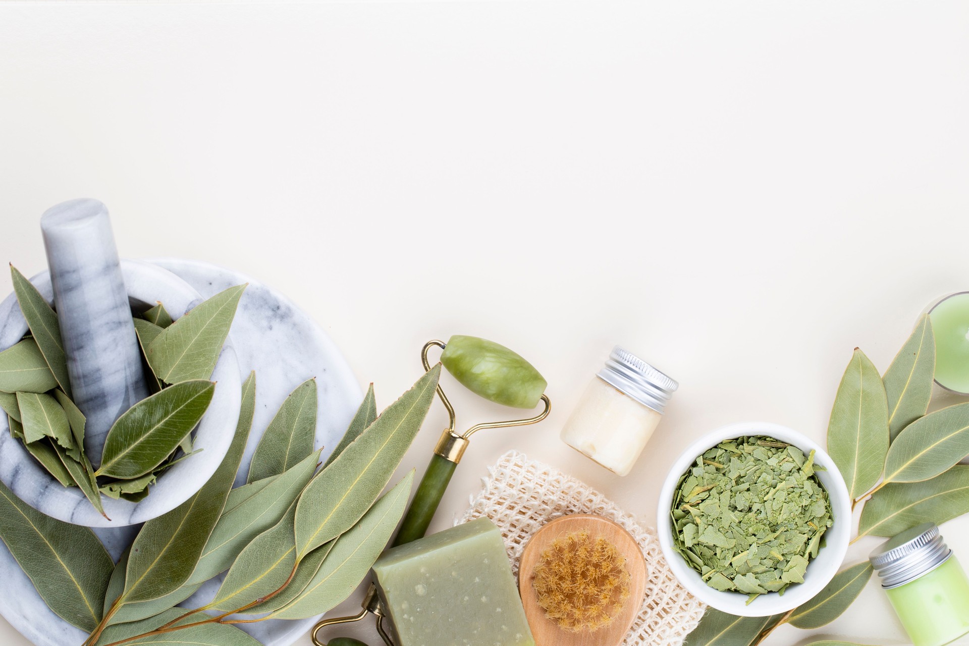 Spa casero para el cuidado de la piel y cosmética corporal con ingredientes naturales.